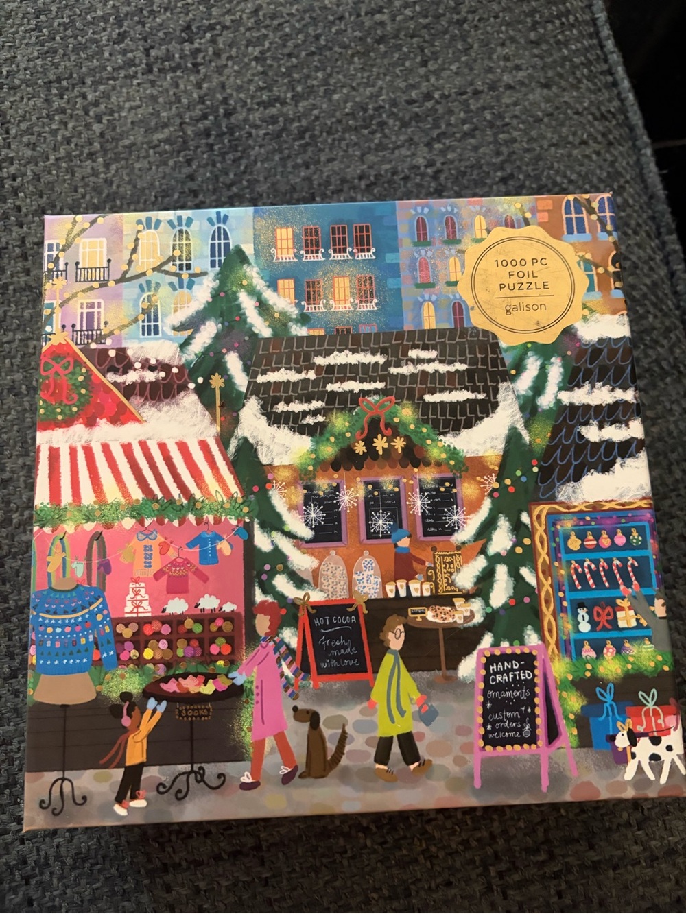 Galison Holiday Market 1000-Piece Foil Puzzle — Festive Multi-Color Scene
